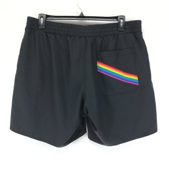 TomboyX Swim 7" Board Short Women's Plus Size 2X Black Rainbow Relaxed Pride - Picture 1 of 9